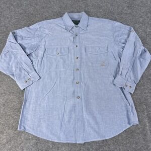 Woolrich Ducks Unlimited Shirt Mens Large Blue Oxford Hunting Reinforced Outdoor